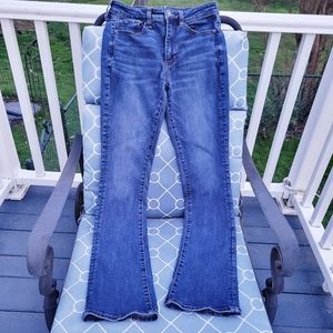 American Eagle Next Level Stretch Hi Rise Skinny Kick Bootcut Jeans Blue Denim 6